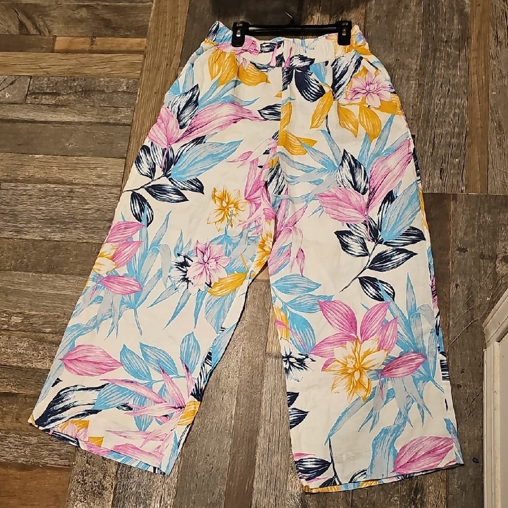 C&C California Floral Wide-Leg Pants - Pink, Blue, Yellow